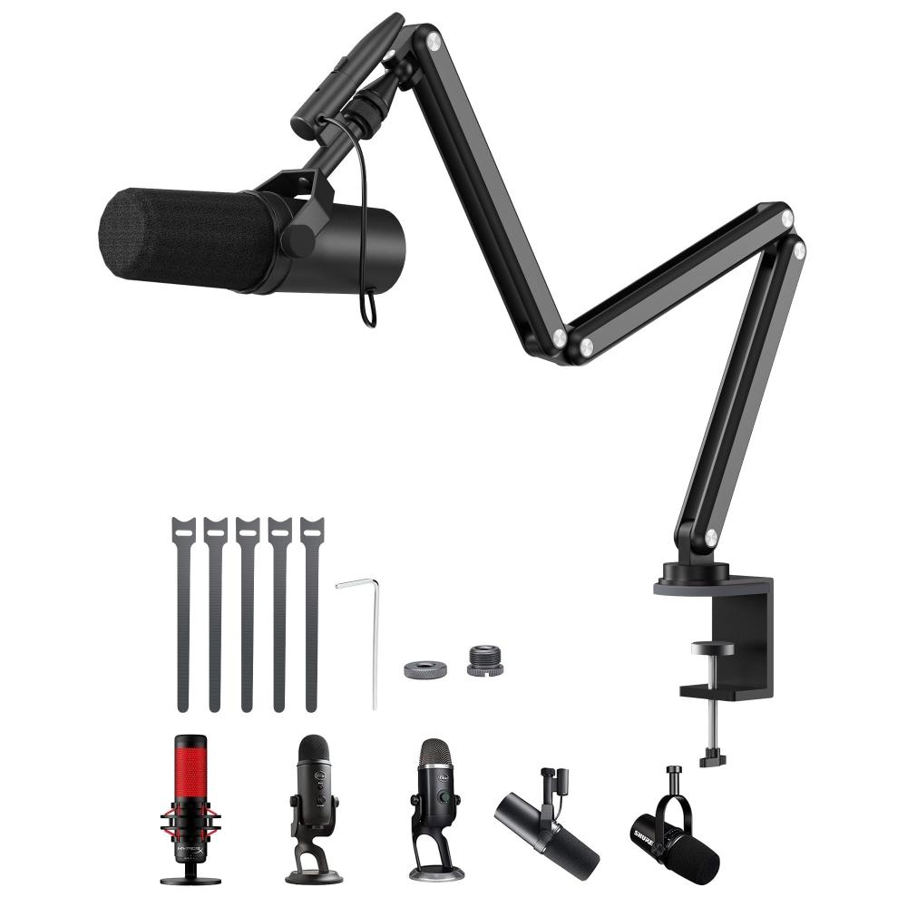 

KUXIU 1,5 кг микрофонная стойка алюминиевое настольное крепление для микрофона вращающееся на 360 градусов