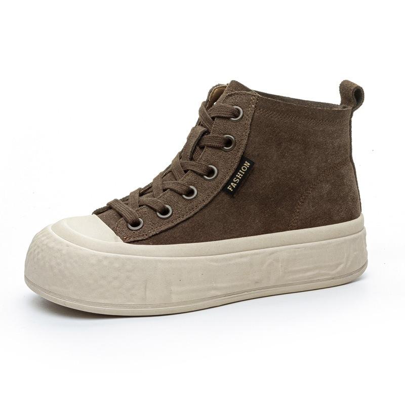 Skórzane buty na jesień i zimę, wysokie, na platformie, płaskie, damskie, w dużych rozmiarach