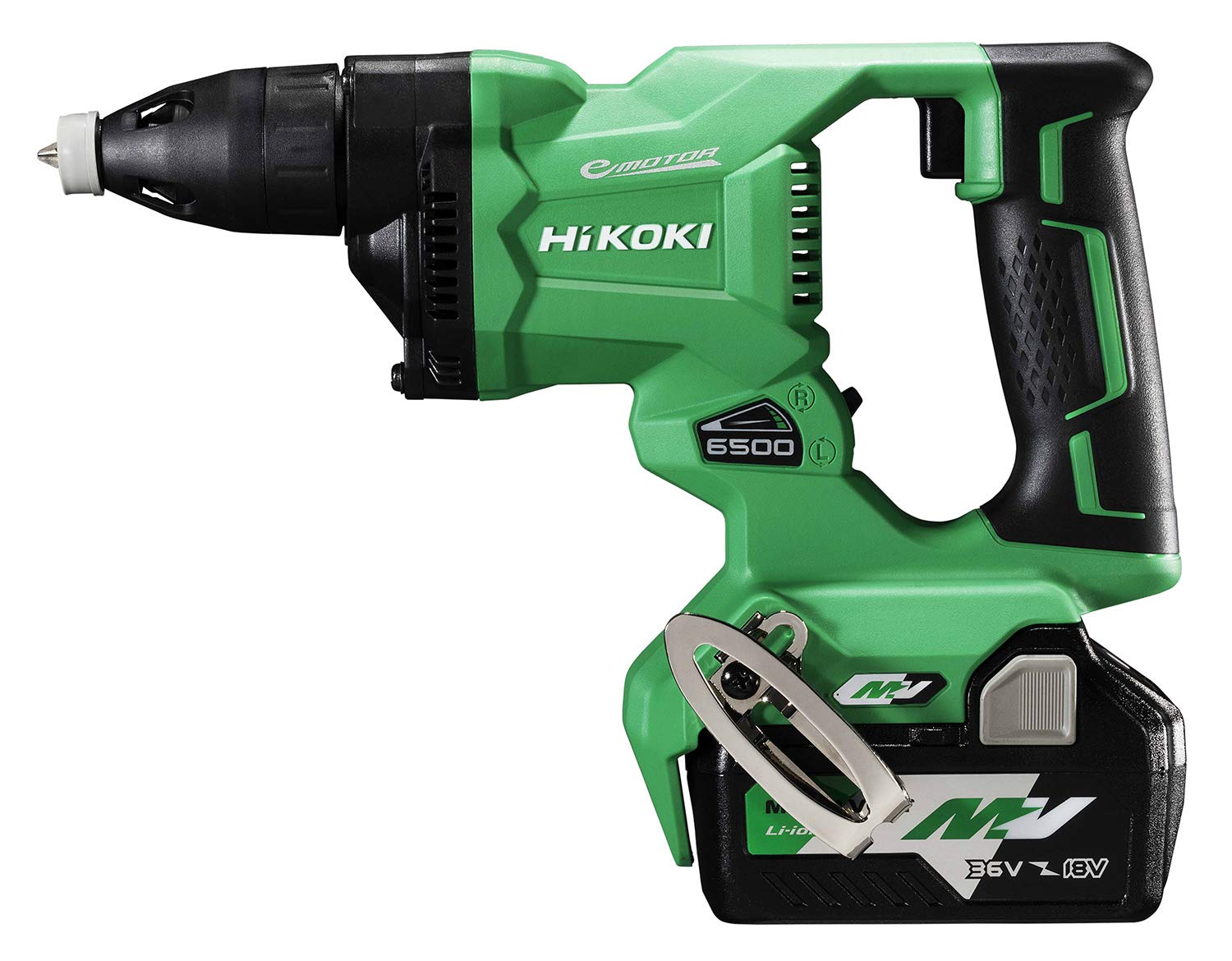 

Драйвер бездротової плати HiKOKI, оснащений футляром для зберігання гвинтів для гіпсокартону, багатодисковим зчепленням, 4 мм, акумулятором, зарядним пристроєм, W36DYA(XP)