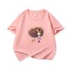 Kids Cotton T Shirt Girl With Floral Hair And Puppy Dog Print Crew Neck Short Sleeve Tee Casual Boys Girls Summer Tops