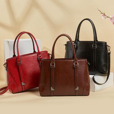 Borsa a Spalla a Tracolla da Donna Borsa con Manico Superiore Vera Pelle Casual Designer Signora Femminile Pelle Bovina Cerata ad Olio Messenger Tote Bag