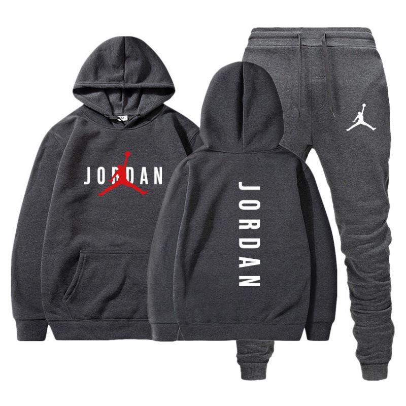 Herren Herbst/Winter Plus Samt Hoodie Trendiges Zweiteiliges Set mit Kapuze