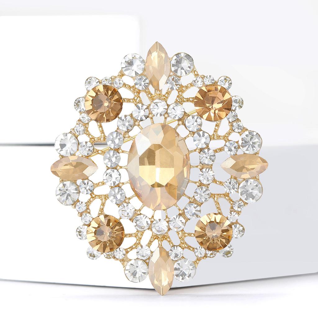 Elegant Rhinestones Imperial Court Brooches for Women Unisex Glass Pin Event Party New Year Gifts Decoration Clothes Accessories