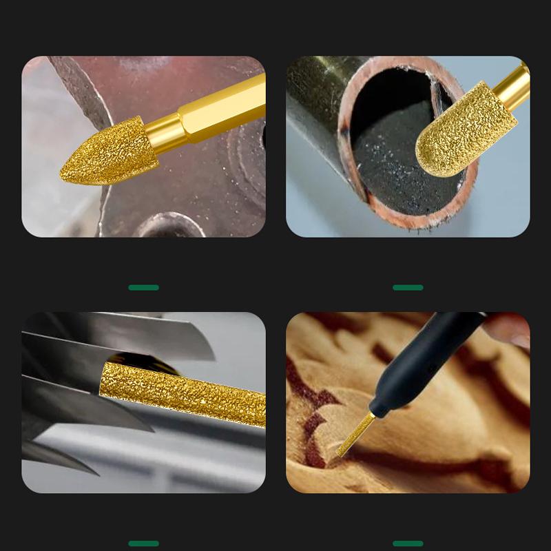 Diamond Grinding Head 6mm Universal Shank Brazing File For Cast Iron Stainless Steel Ceramics Stone Grinding Polishing Engraving