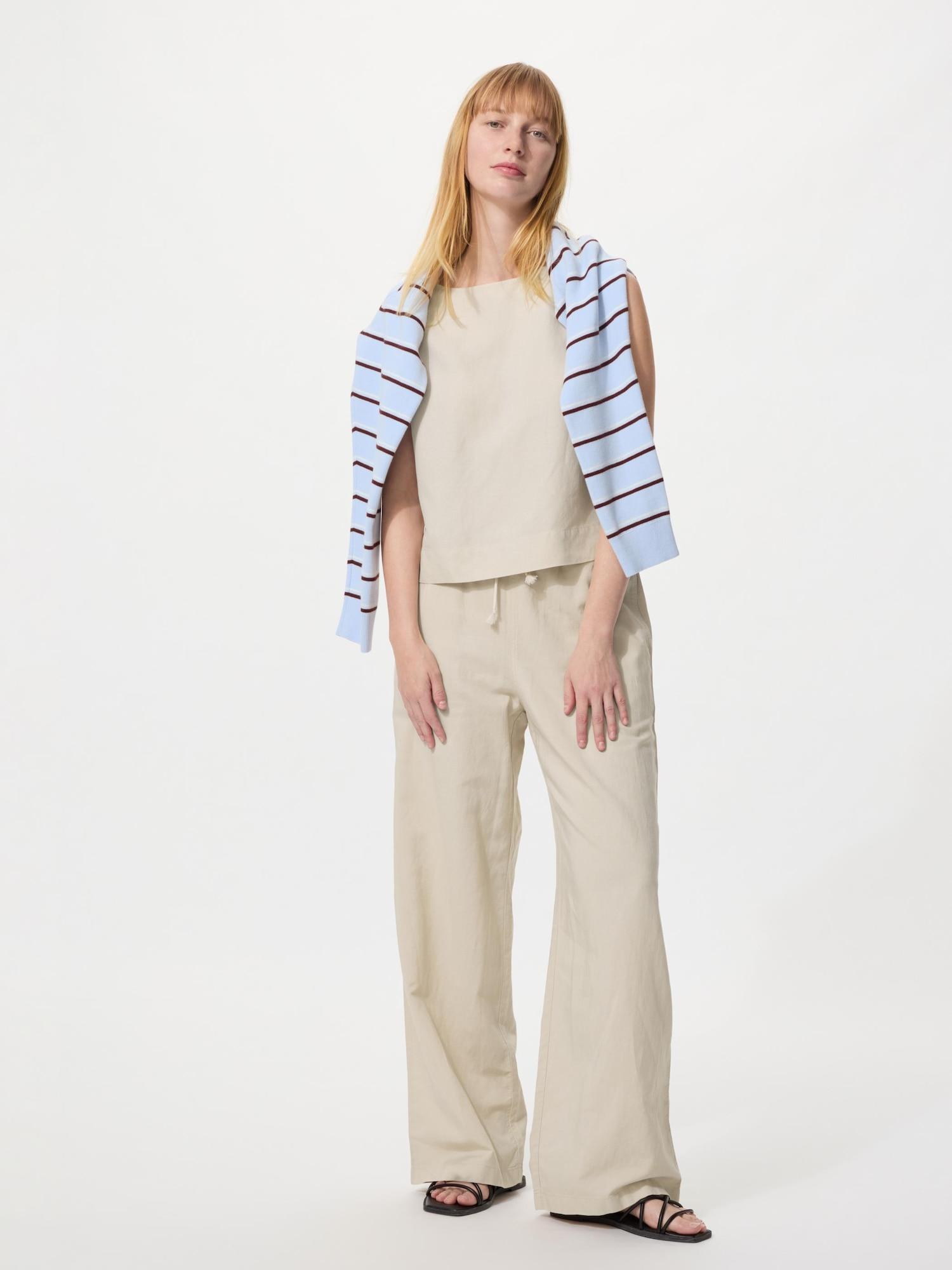 

Uniqlo Япония Льняная смесь Легкие брюки Длинные 30 NATURAL/XS