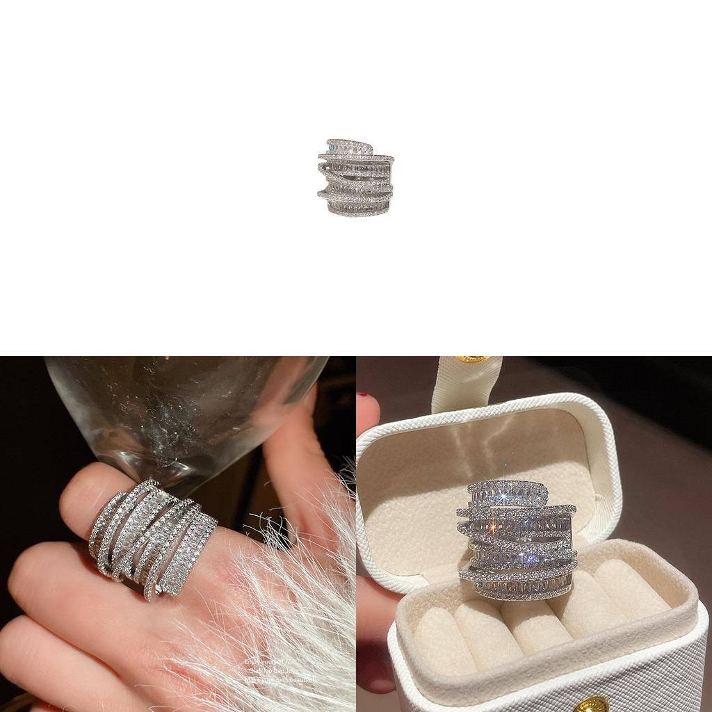 Geometric Zircon Wrap Ring For Women With Silver Finish In Fashion Casual Style