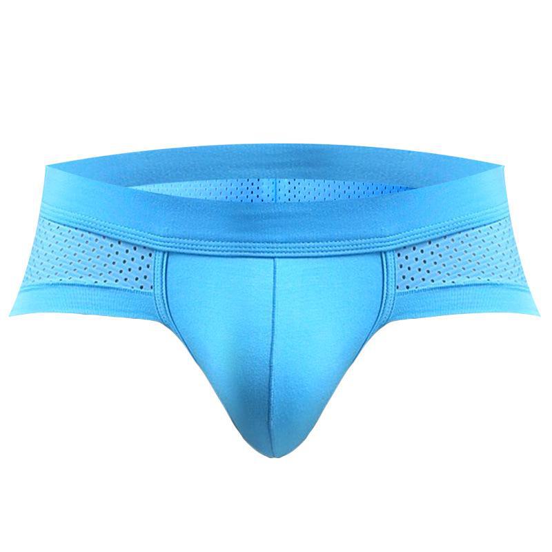 Men's Low-Rise Sexy Breathable Modal Mesh Briefs - Red, Large Size