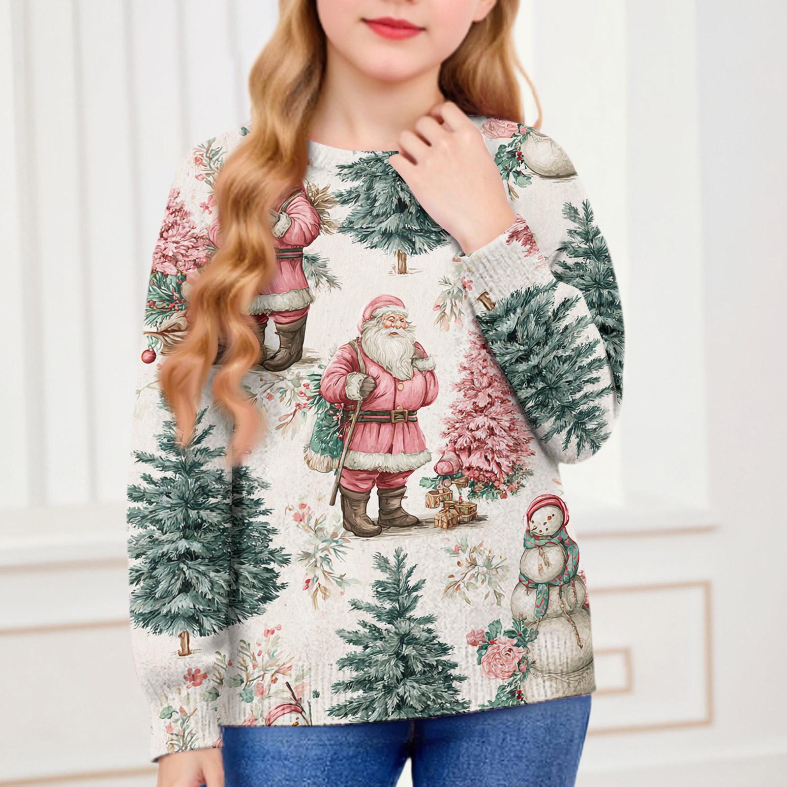 

Рождественские свитшоты для детей мальчиков и девочек вязаный свитер милая рубашка осенний пуловер с круглым вырезом топы 100 зелёный