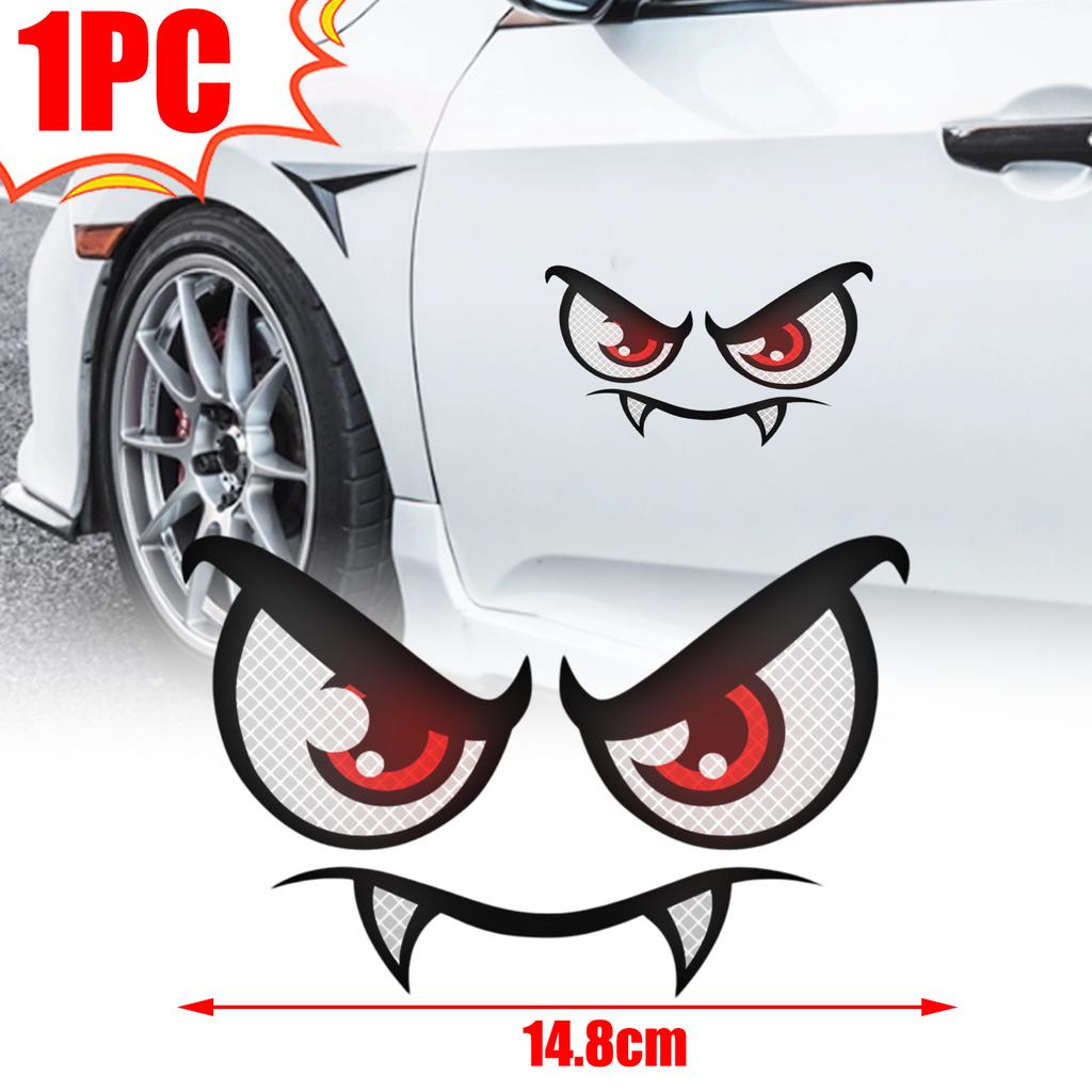 Reflective Film Decal Demon Eye Car Body Sticker Waterproof Vinyl for Car Motorcycle Helmet Scooter Night Safety Warning Sticker