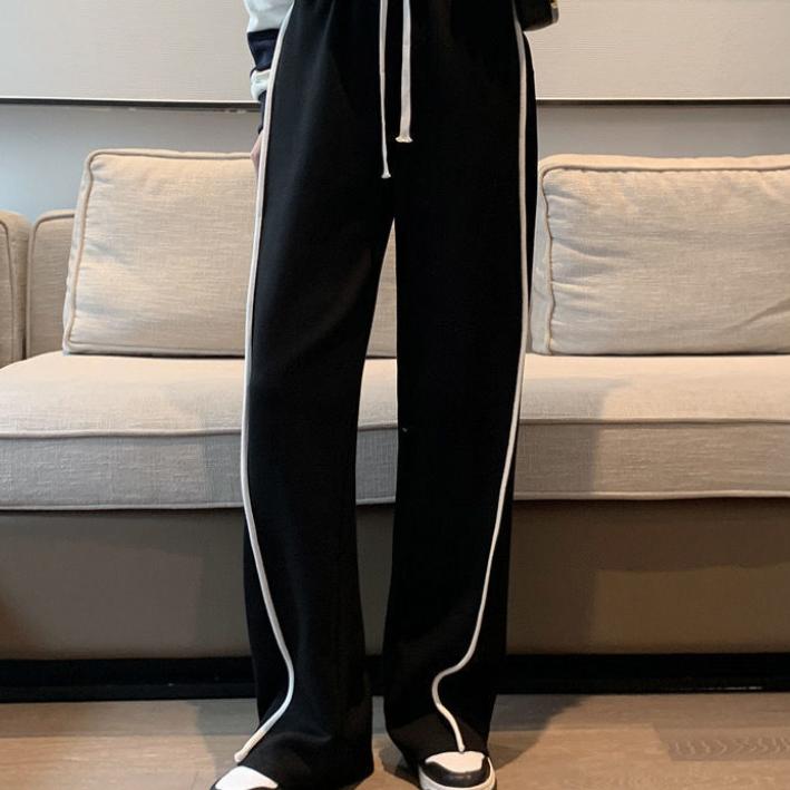 

Широкие брюки для женщин весной и осенью — свободные и тонкие, с завышенной талией, для спорта и отдыха, с прямой трубкой и брюками для швабры. XXXXXL чёрный