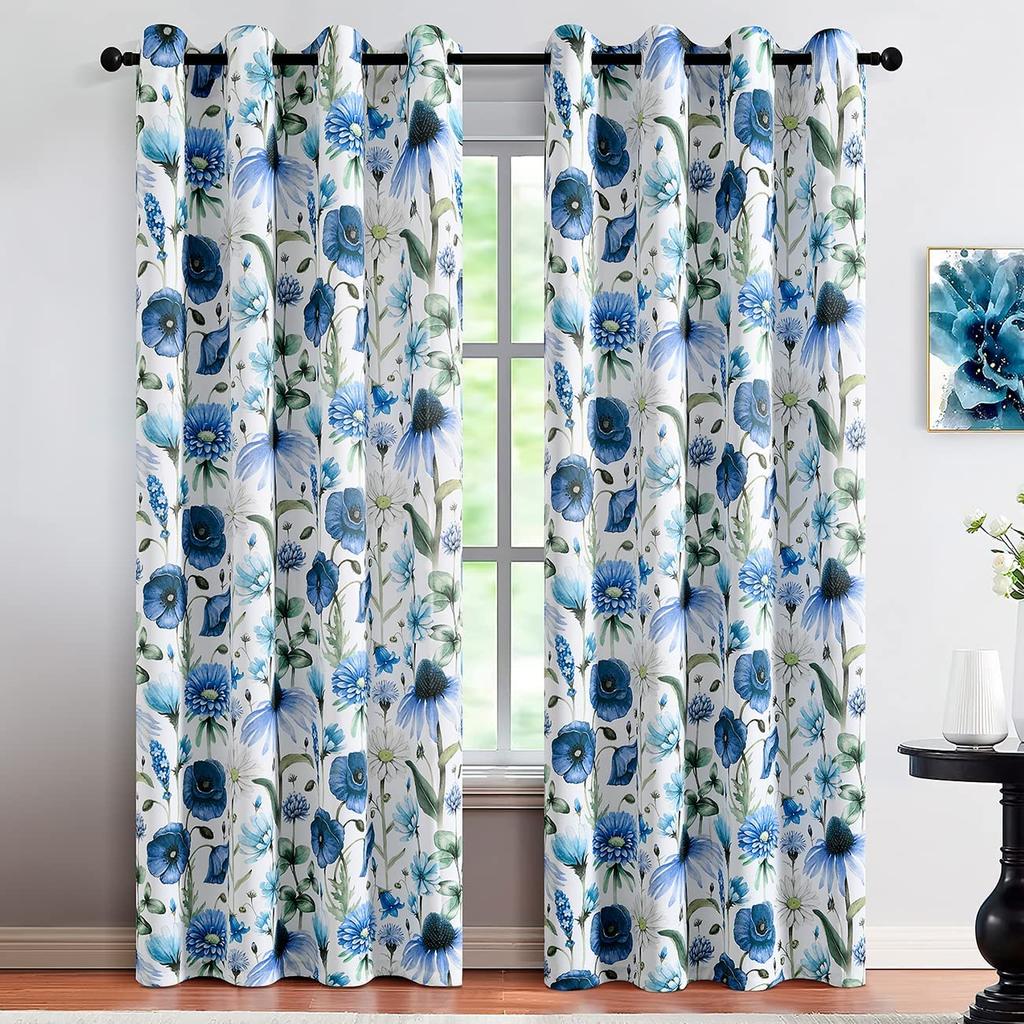 Blumen-Fenstervorhang, elegante Vorhänge mit Blumenmuster, für Schlafzimmer, Wohnzimmer, Küche, Dekor, Vorhänge mit hoher Schattierung (70 %-90 %)Drapieren