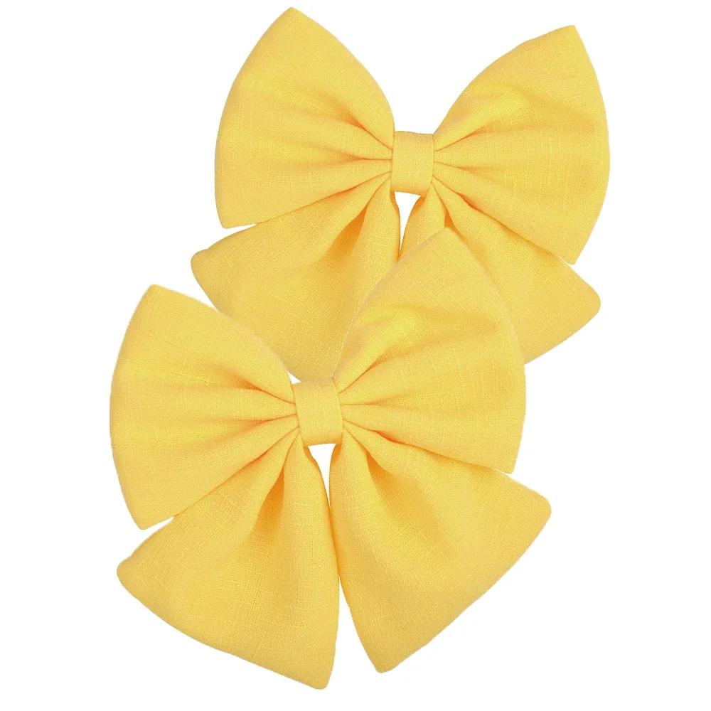 2 Pcs/lot Cute Solid Cotton Hair Bows With Clip For Girls Hair Clips Handmade Hairpins Barrettes Headwear Kids Hair Accessories