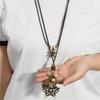 Retro Gothic Jewelry Pieces Alloy Spiders Charm With Cord And Wood Bead Detailing