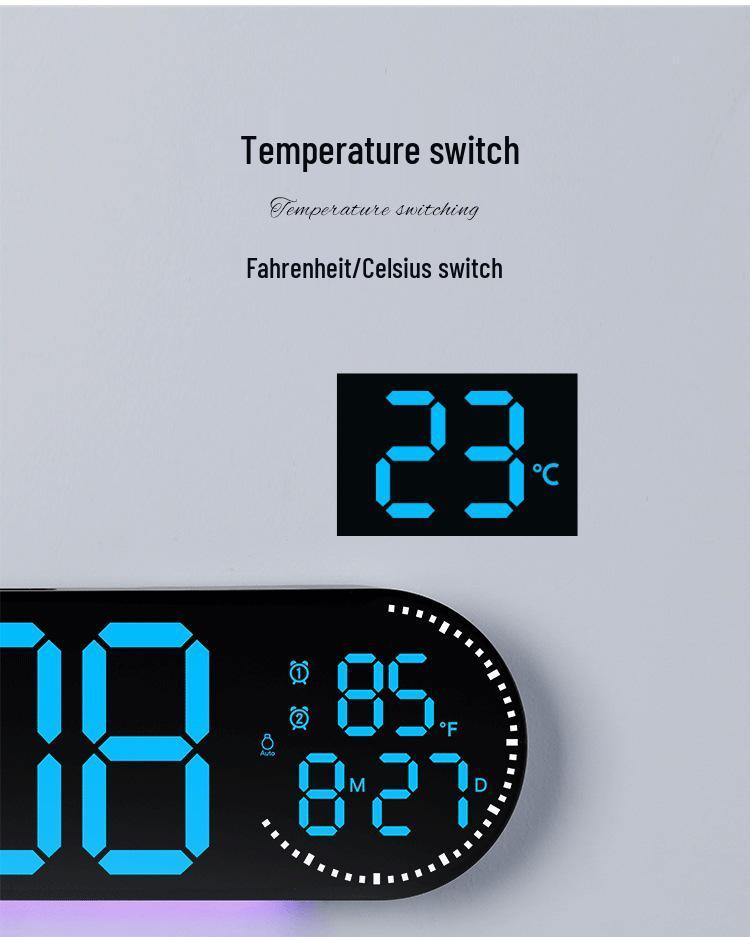 RGB LED Digital Wall Clock - Large Screen, Color Changing, Multifunctional for Living Room