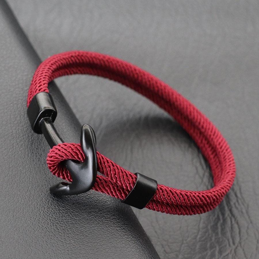 New Men Anchor Bracelet Handcrafted Nautical Rope Bangle With 4mm String Multiple Colors And Sizes Available