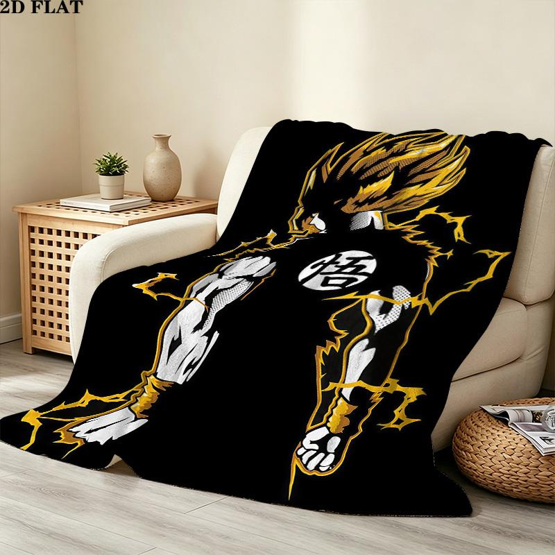 1PC Son Goku Patterned Flannel Blanket Suitable For All Seasons For Home Decor Warmth And Comfort Gifts Holiday Present