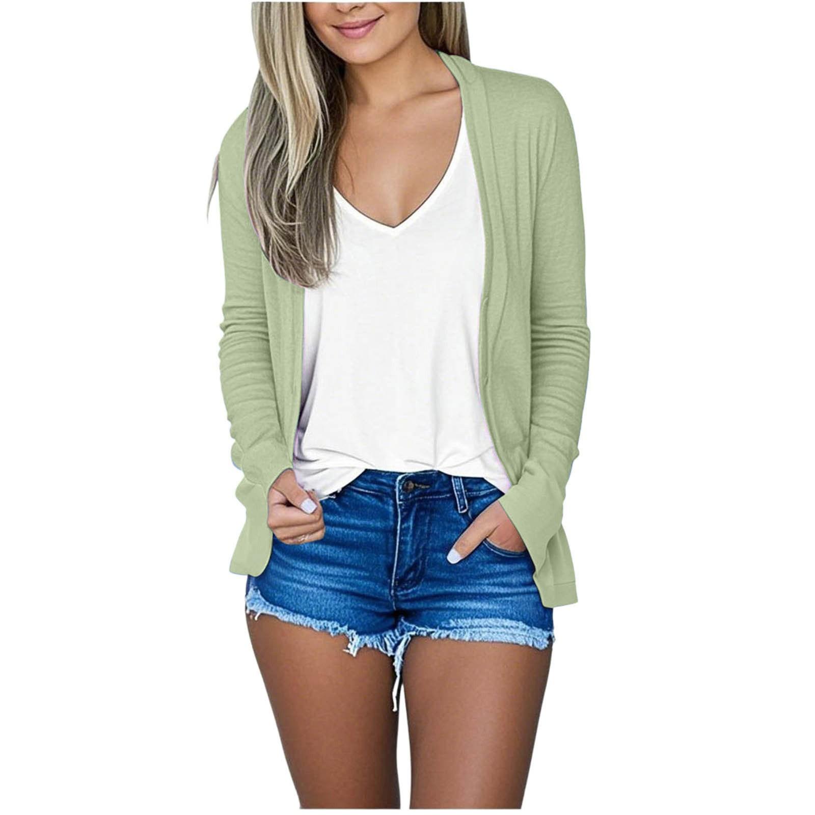 

Women s Loose And Comfortable Long Sleeved Cardigan Jacket V-neck Casual And Fashionable Solid Color Top M