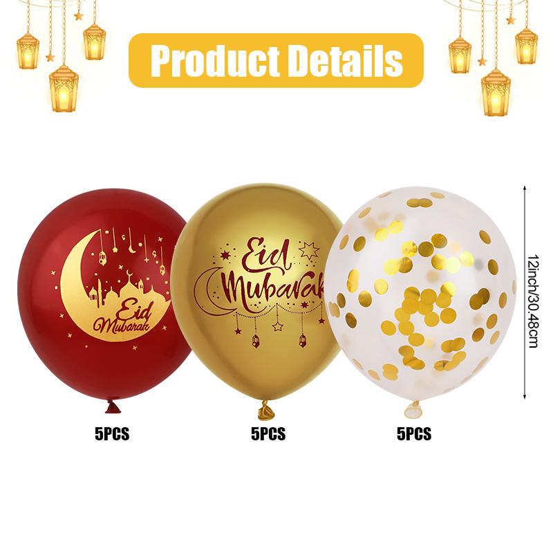 15-30Pcs Eid Mubarak Moon Star Latex Balloons Kit 2026 Muslim Islamic Festival Party Decoration Supplies Ramadan Kareem Gifts