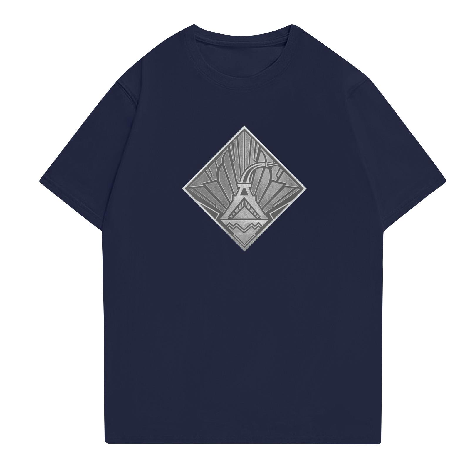 

Модные топы Aldult с круглым вырезом и коротким рукавом для работы, принтованные топы для лета XXL тёмно-синий