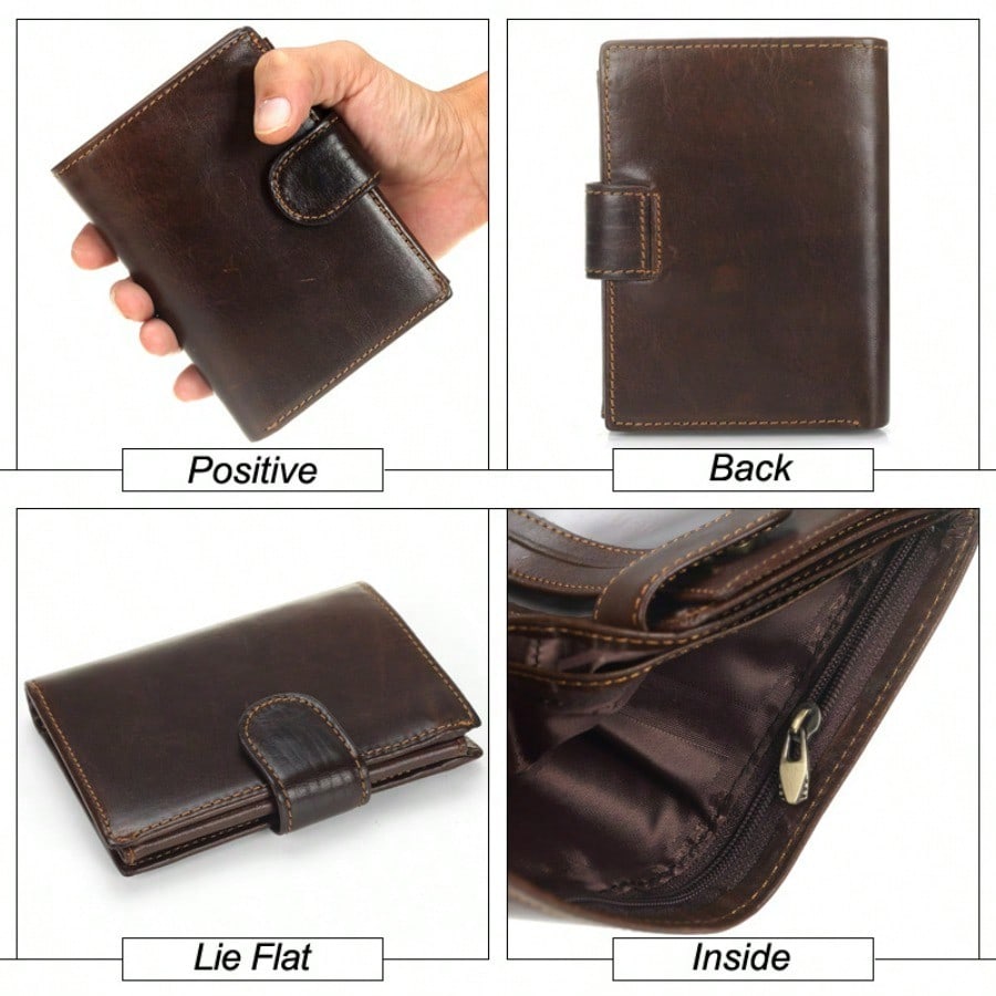 Men's Short Leather Wallet Retro Change Bag Vertical Card Bag Large Capacity Coin Purse