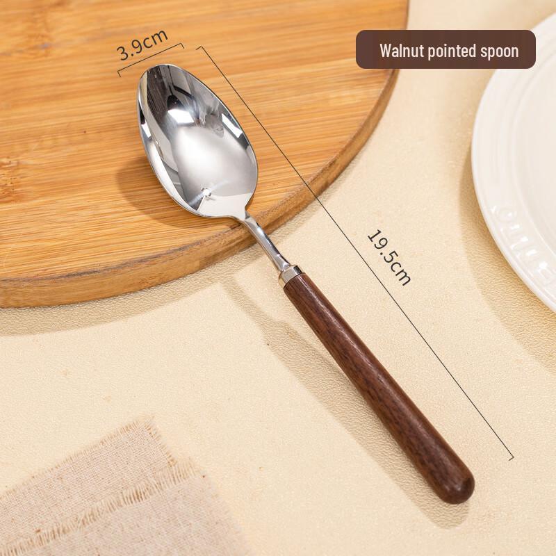 Китайский стиль 304 Нержавеющая сталь Ручка из грецкого ореха Ложки (Набор из 3 шт.)