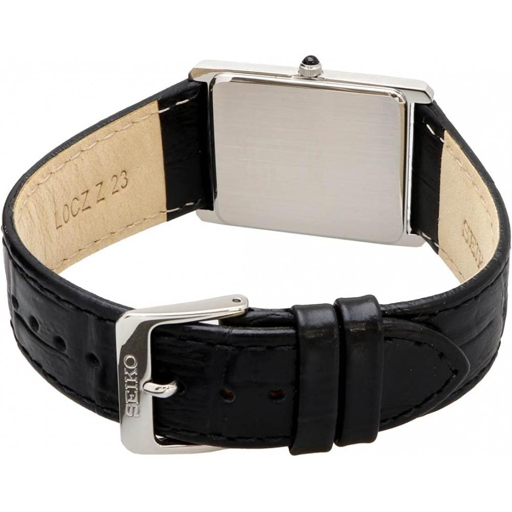 [Seiko] Seiko Men S Square deSign Quartz Watch Swr049 White Dial X Black Leather Band [parallel Imported Product]