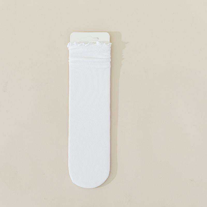 

Женские летние тонкие носки с деревянным краем, высокоэластичные, дышащие, тонкие, с охлаждающим эффектом 1 pair белый