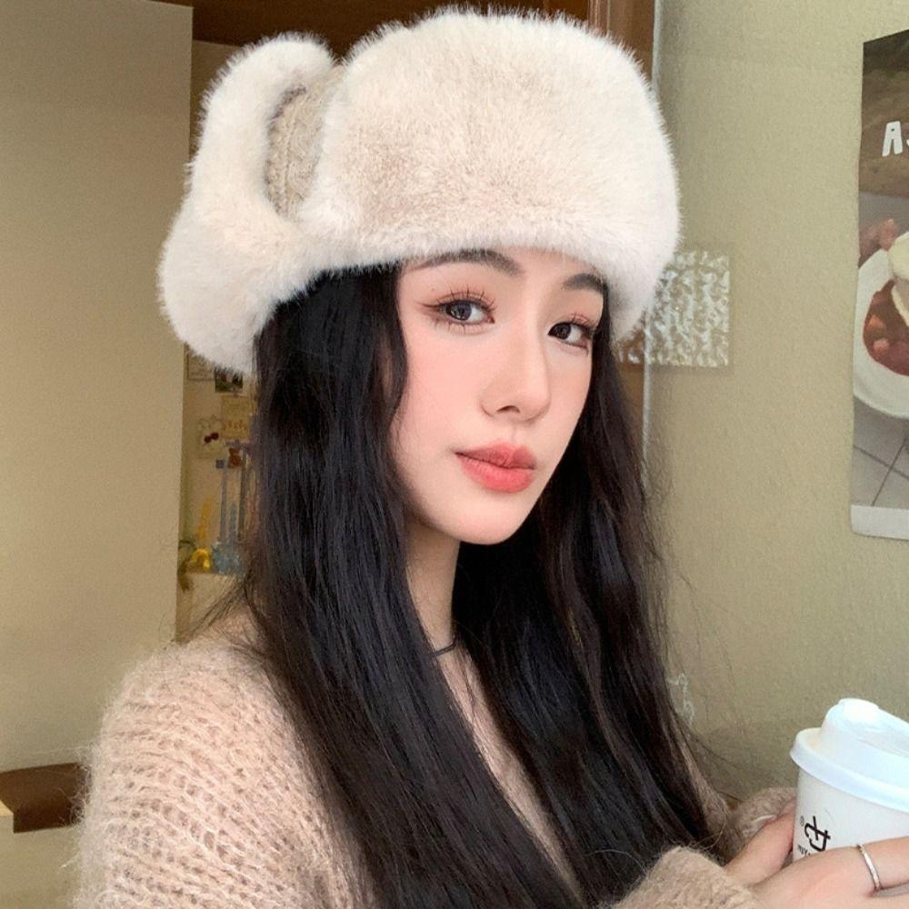 Knitted Lei Feng Hat Warmth Cold Hat Versatile Cycling Coldproof Cap  For Women