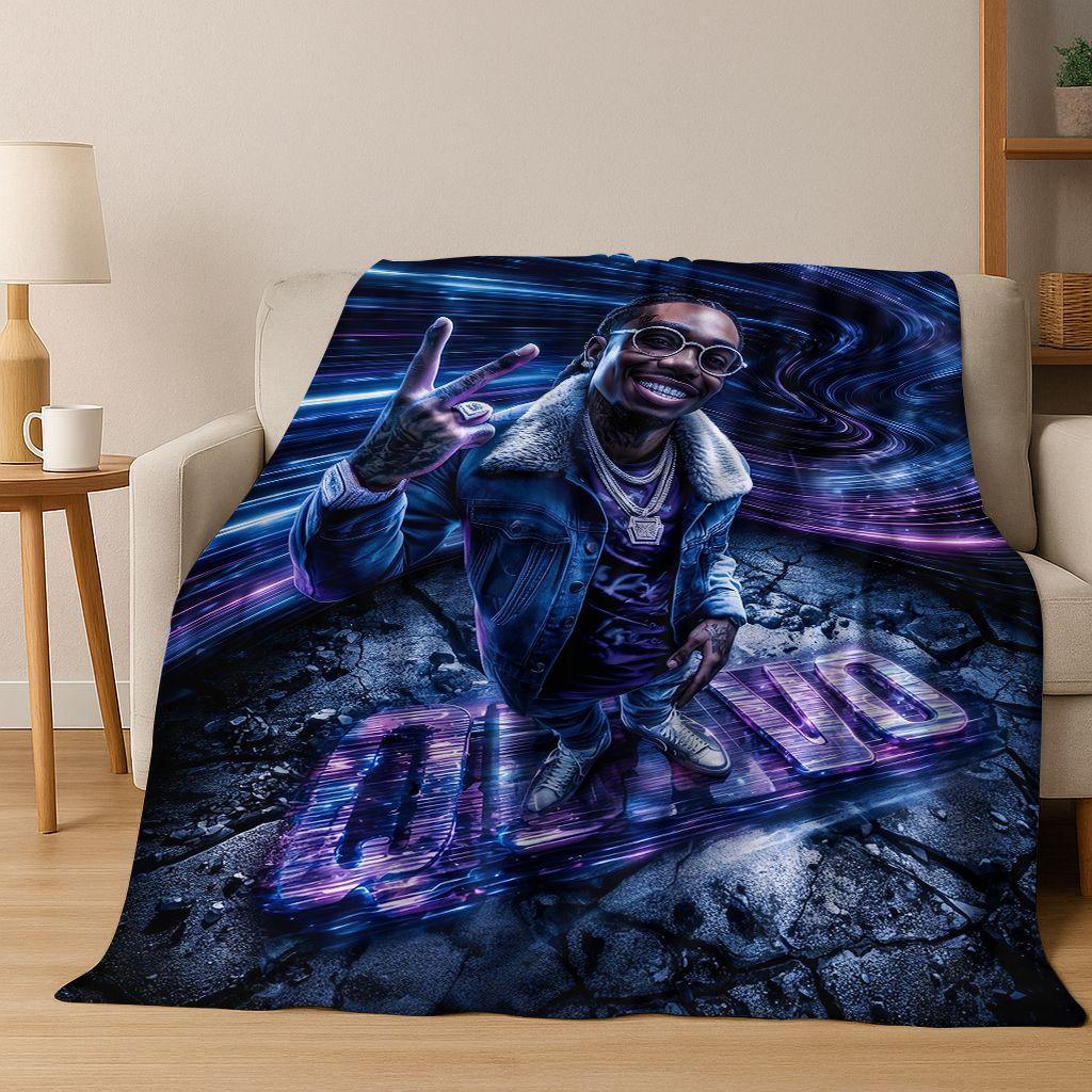 3D Top Rapper Legend Star Art Cartoon Hip Hop Flannel Blanket,Cozy Soft Throw Blanket for Home Bedroom Bed Sofa Cover Gift