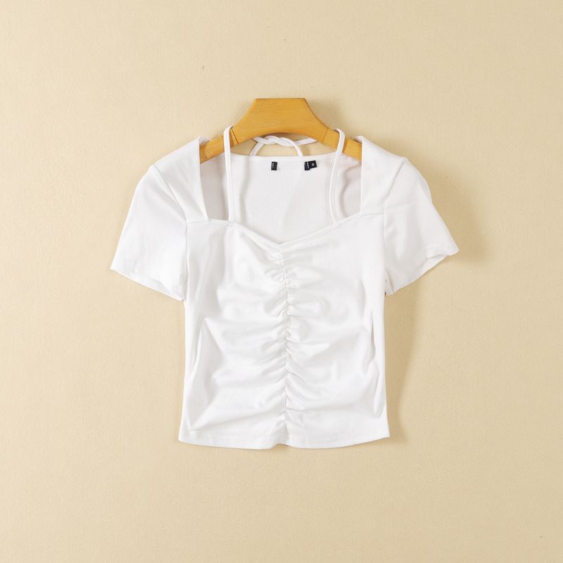 

Экспорт Летняя женская одежда K-стиль Хлопок Плиссированный На шнуровке Сексуальный квадратный вырез Короткий Эластичный Облегающий Скрывающий недостатки Живот Кроп-топ Футболка White M