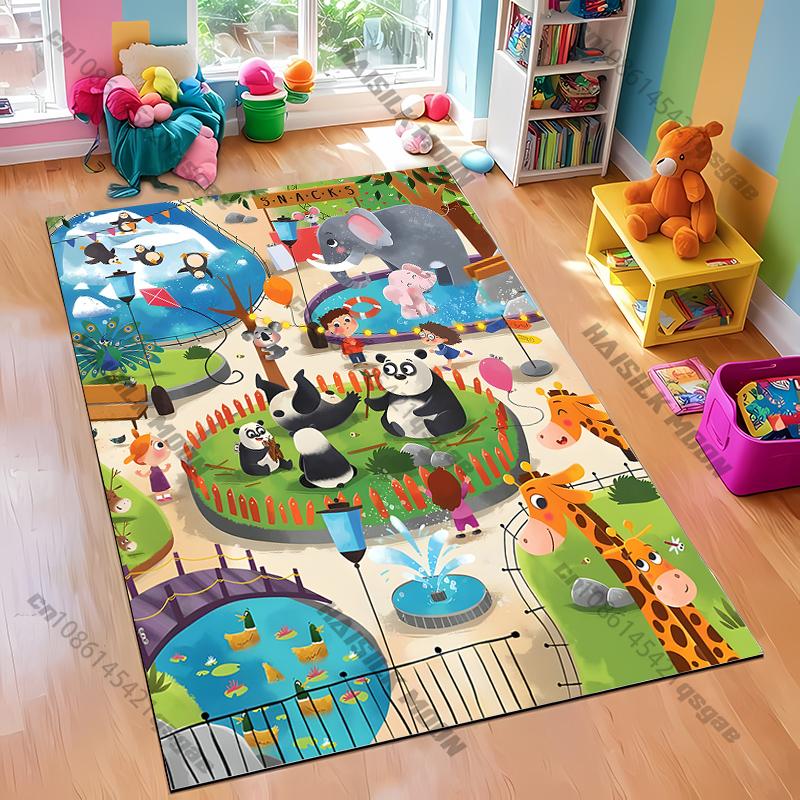 Adorable Safari Animals Nursery Playroom Rug