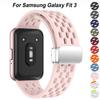 Magnetic Strap For Samsung Galaxy Fit 3 Band Metal Buckle Breathable Band Bracelet Correa Galaxy Fit3 Silicone Strap Accessories