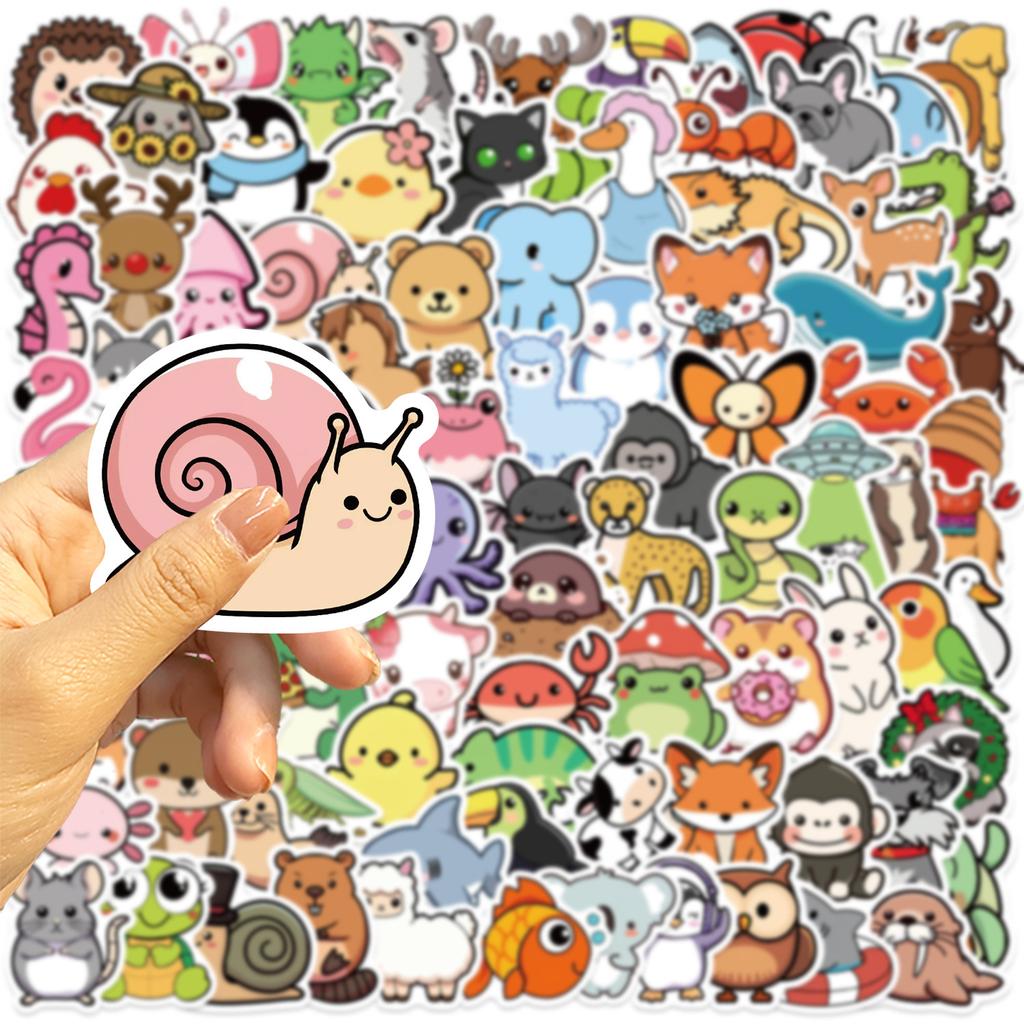 100PCS Cute Animals Cartoon Stickers Waterproof DIY Phone Laptop Guitar Notebook Suitcase Cup Kid Toy Graffiti