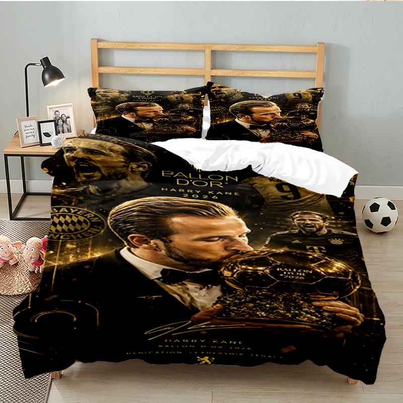 3PCS Football Player Kane Bedding set,Ideal for1pc Duvet Cover And 2pcs Pillowcases Perfect for Christmas gift,Ideal for Bedroom, Dormitory