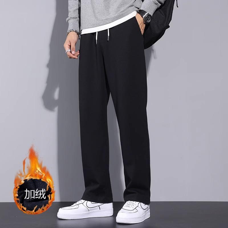 Autumn Winter Casual Velvet Sweatpants Loose Trousers Boys' Wide-leg Pants Winter Straight-leg