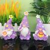 Miniature Mushroom Flower Figurines 3PCS Lavender Gnome Elf Set, Resin Spring Floral Decor Butterfly Set Tray Ornaments, Decorative Statues for Patio