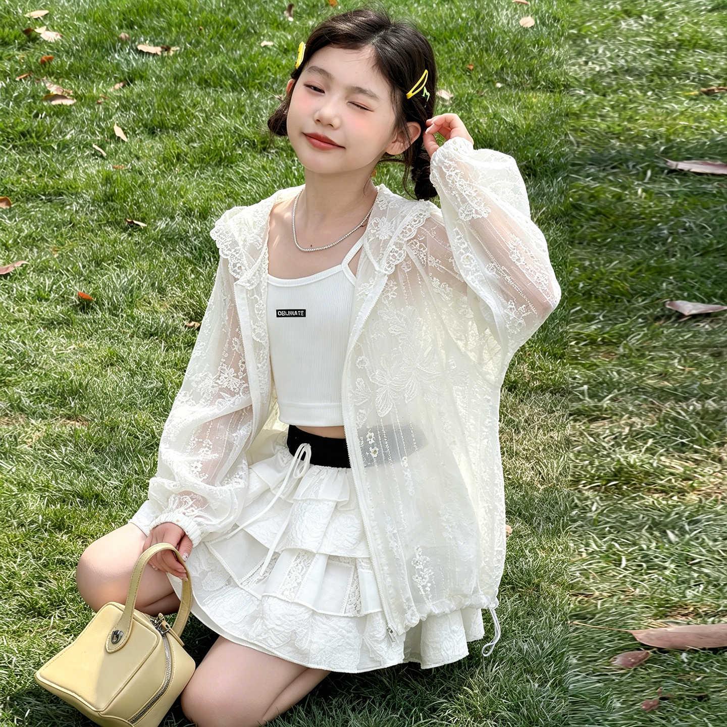 Girls  Ice Silk UV Protection Summer Suit 2026: Lightweight, Quick-Dry, Breathable Sun Protection Clothing 110