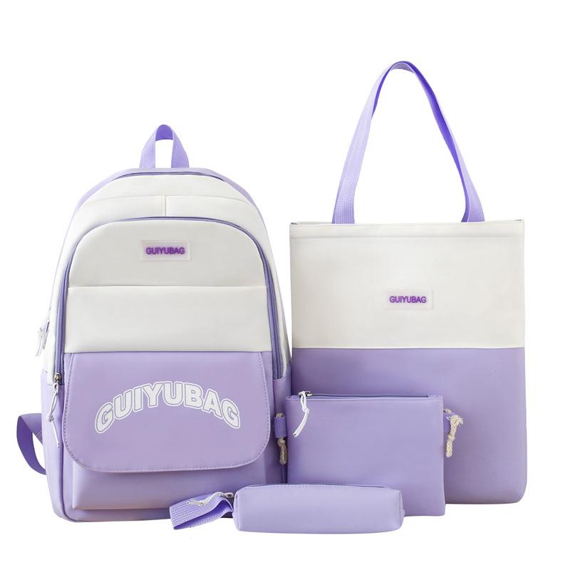 Czteroczęściowy Zestaw Plecaków Torba Szkolna dla Ucznia Dziewczęca Plecak o Dużej Pojemności Lekki