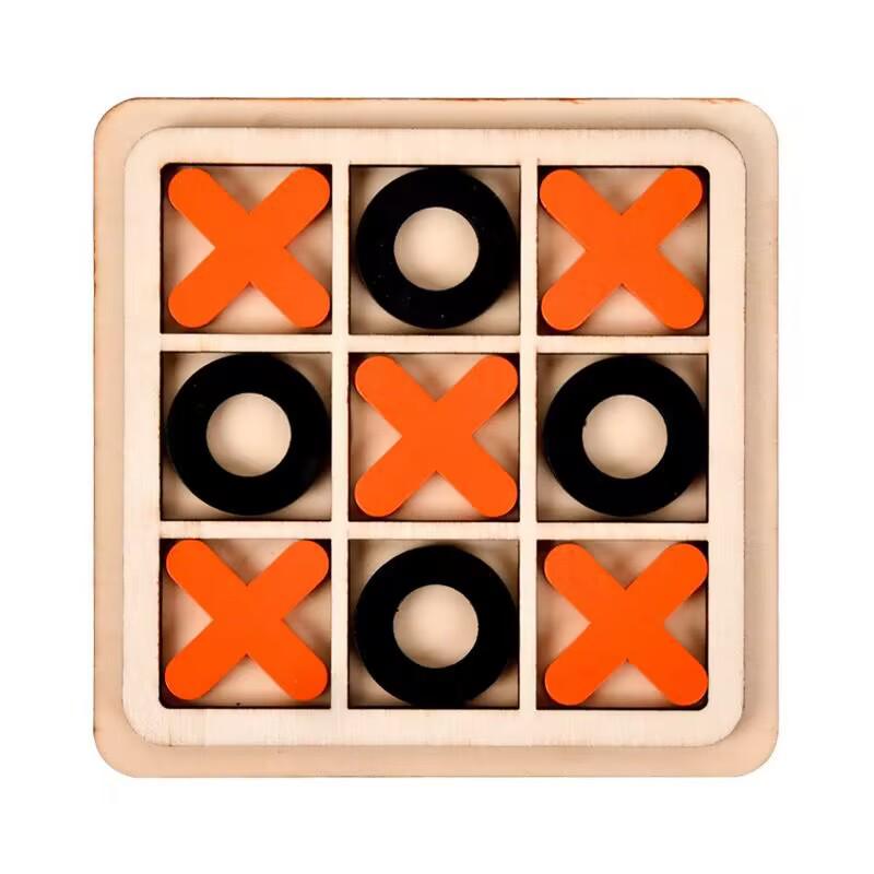 Wooden XO Tic-Tac-Toe: Kids' Educational Logic Training Game for Two Players