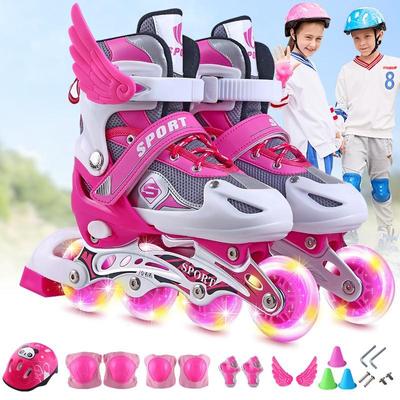 Roller Skates Children's Skating Shoes Adjustable Telescopic Pulley Shoes Flash Men and Women Roller Skates