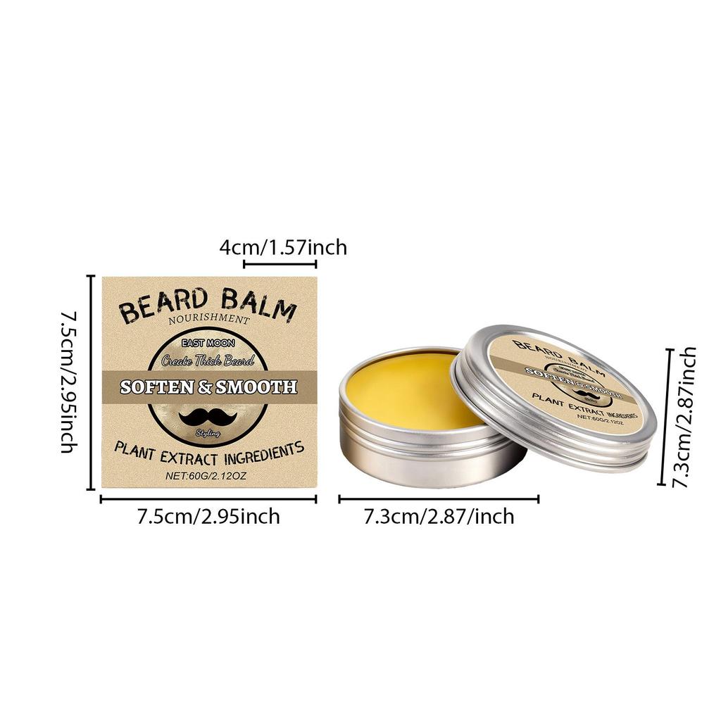 60g Men's Beard Grooming Wax – Moisturizing Styling Wax for a Shiny, Braided Beard Look. Travel-friendly Size.