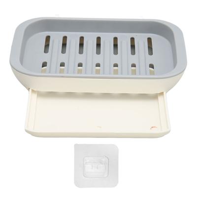 Bathroom Soap Case Drilling Free Water Draining Soap Dish Holder with Adhesion Sticker
