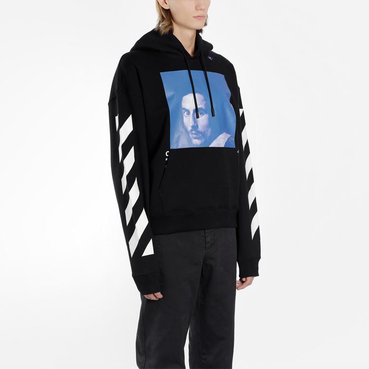 Off-White Figure Print Long Sleeve Hoodie Men Tops Black OMBB037F181920111030