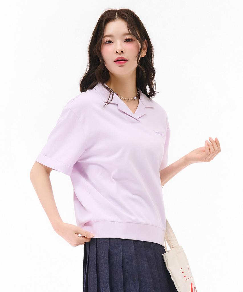 CHASECULT Women'S Open Collar Short Sleeve T-Shirt - Purple