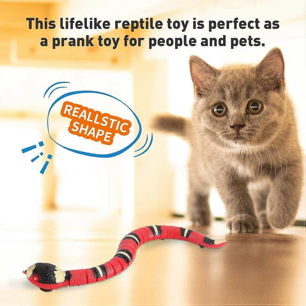 Cat Toys Snake Interactive,Realistic Simulation Smart Sensing Snake Toy,USB Rechargeable,Automatically Sense Obstacles and Escape,Moving Electric Tric