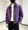 Men's regular men's leather jacket solid color versatile pu new spring and autumn simple locomotive leather jacket