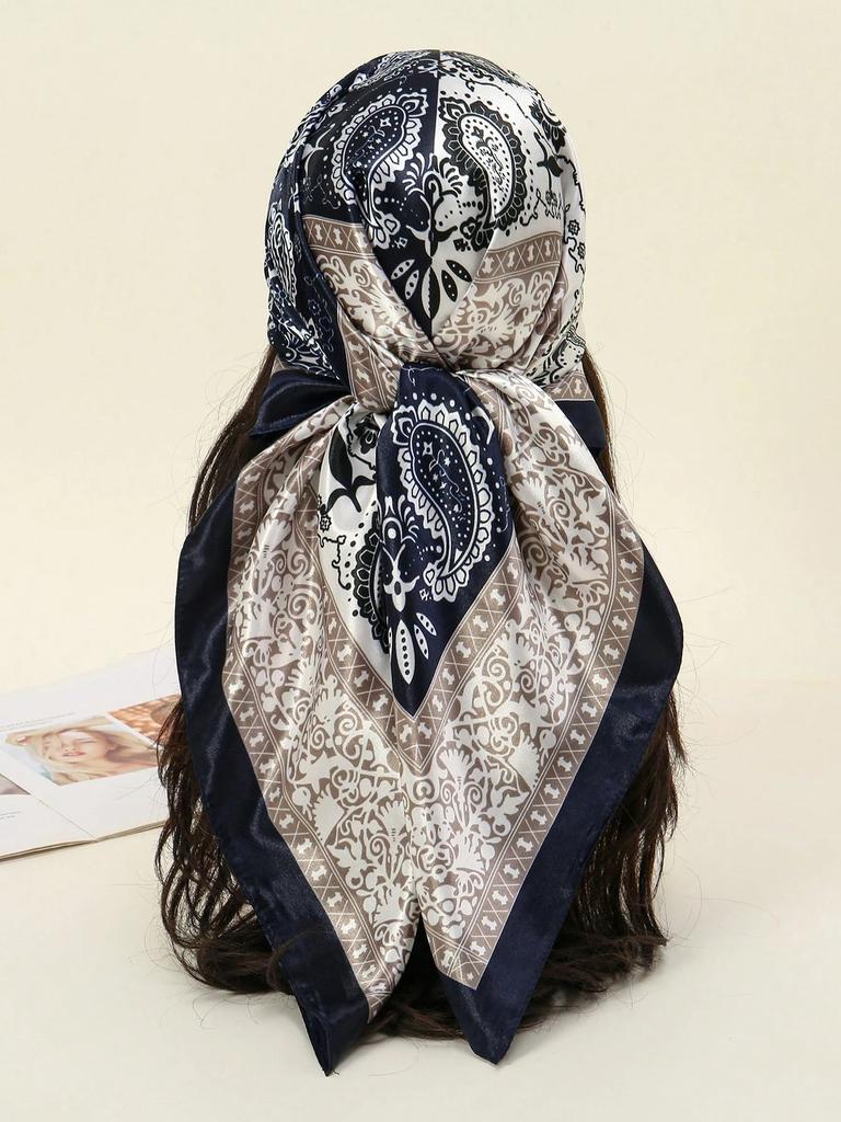 New Women Luxury Silk Scarf Hijab Printed Scarves Square 90X90Cm Shawl Travel Headscarf Bandana Neckerchief Foulard