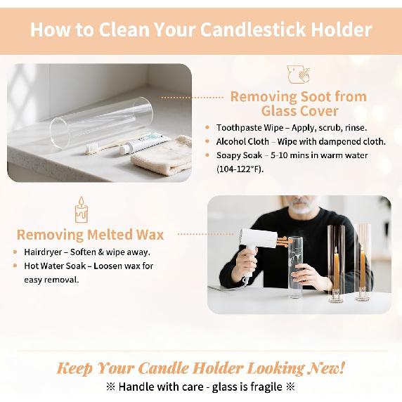 NUPTIO Taper Candle Holders for Centerpiece: Ribbed Hurricane Glass Candlestick Holder - Set of 6 Windproof Fluted Candle Stick Stand for Fall