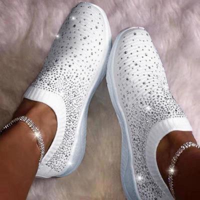 2022 Women's Large Size Mesh Diamond Sports Shoes - Low Heel Casual Sneakers