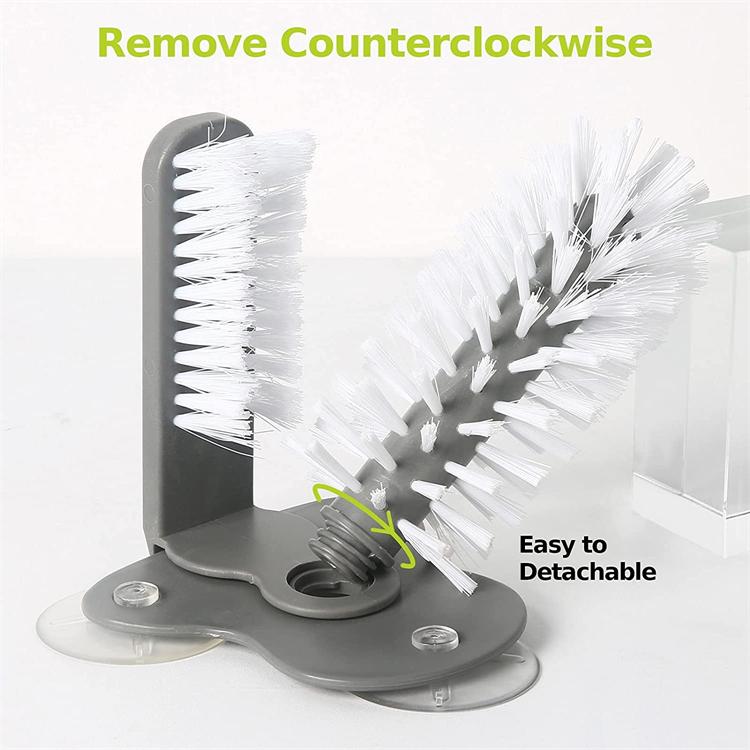 LMETJMA Water Bottle Cleaning Brush Glass Cup Washer with Suction Base Kitchen Sink Beer Glass Long Leg Cup Cleaning Brush JT113